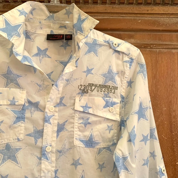NEXT UK Boys Cotton Star Button Up Shirt Size 11 YRS - Picture 3 of 13